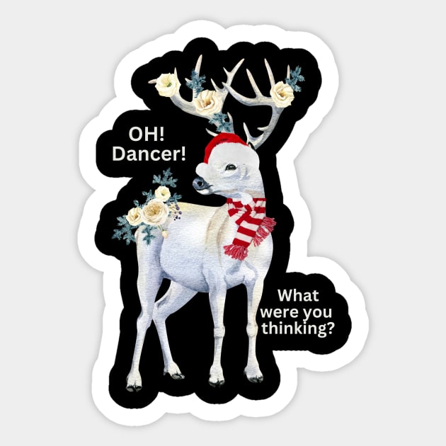 Oh Dancer Christmas Reindeer Sticker by Jo Palmer